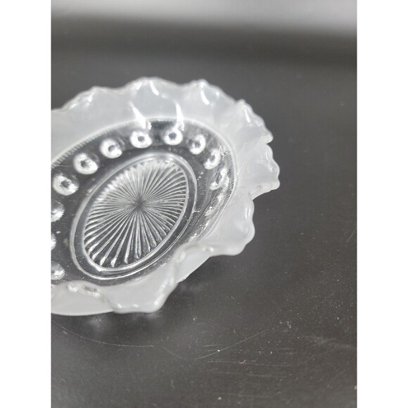 Vintage 1930's Davidson Dish Blackberry Prunt Clear Frosted Ruffled Oval England - Picture 9 of 12